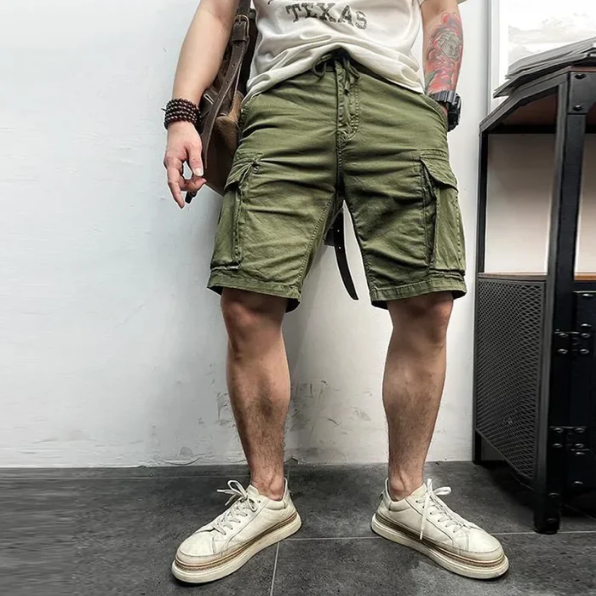 Men's Cargo Shorts Durable Cotton Brown