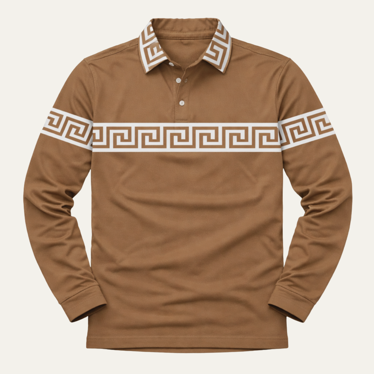 Men's Polo Shirt Greek Key Print Lightweight - Vonnera