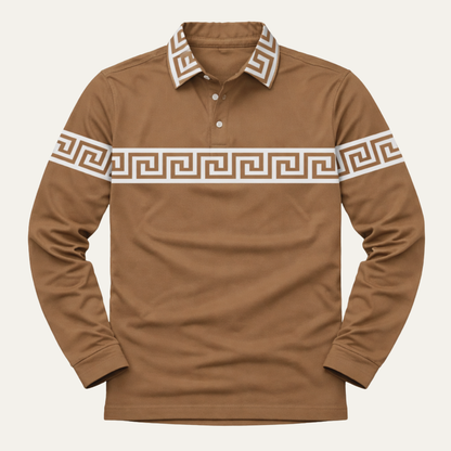Men's Polo Shirt Greek Key Print Lightweight - Vonnera