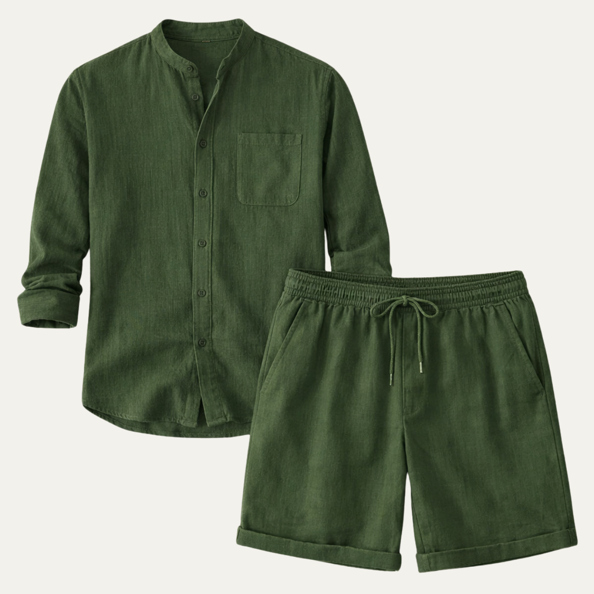 Men's Cotton Linen Shirt And Shorts Set - Vonnera