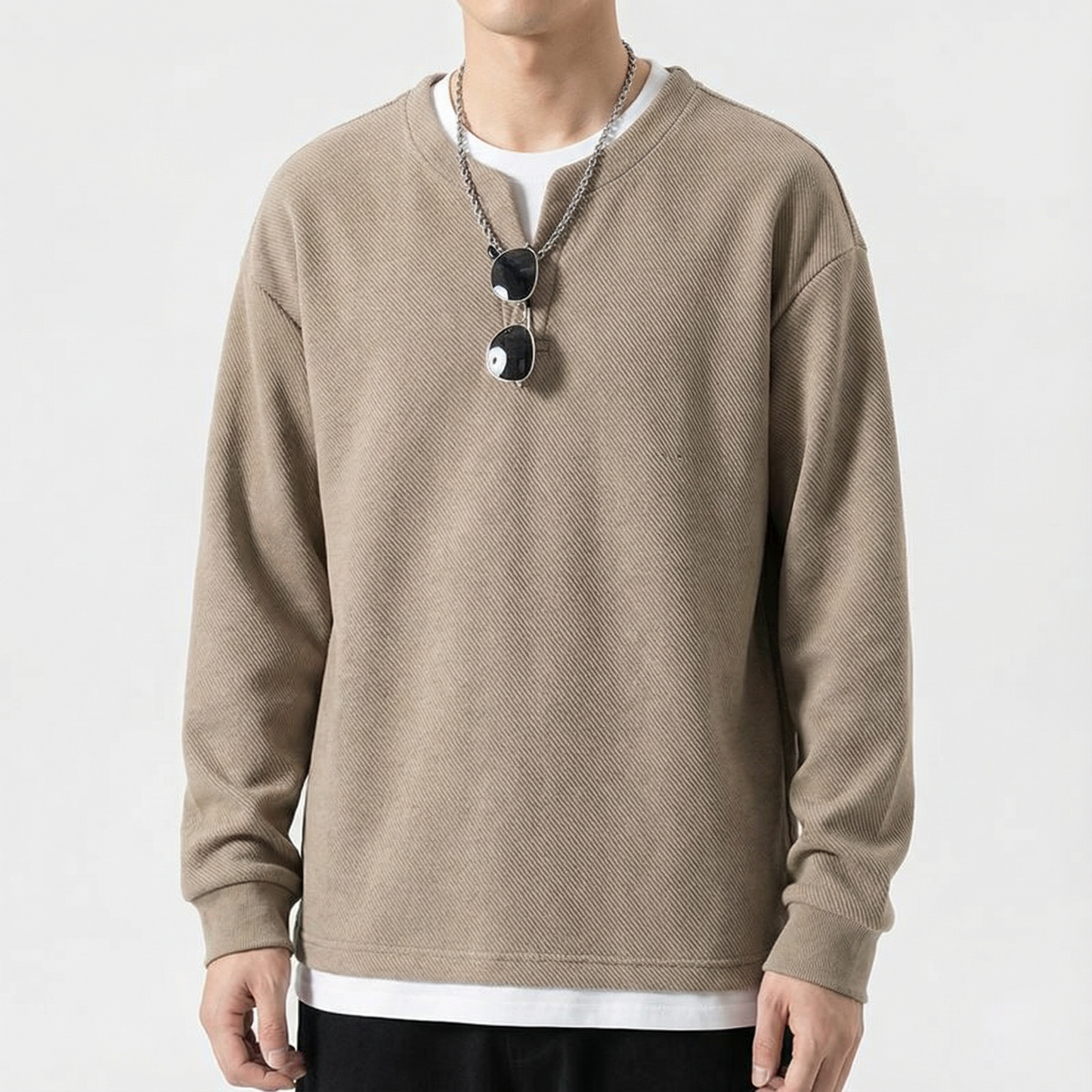 Women's Cotton Split Neck Sweater - Vonnera