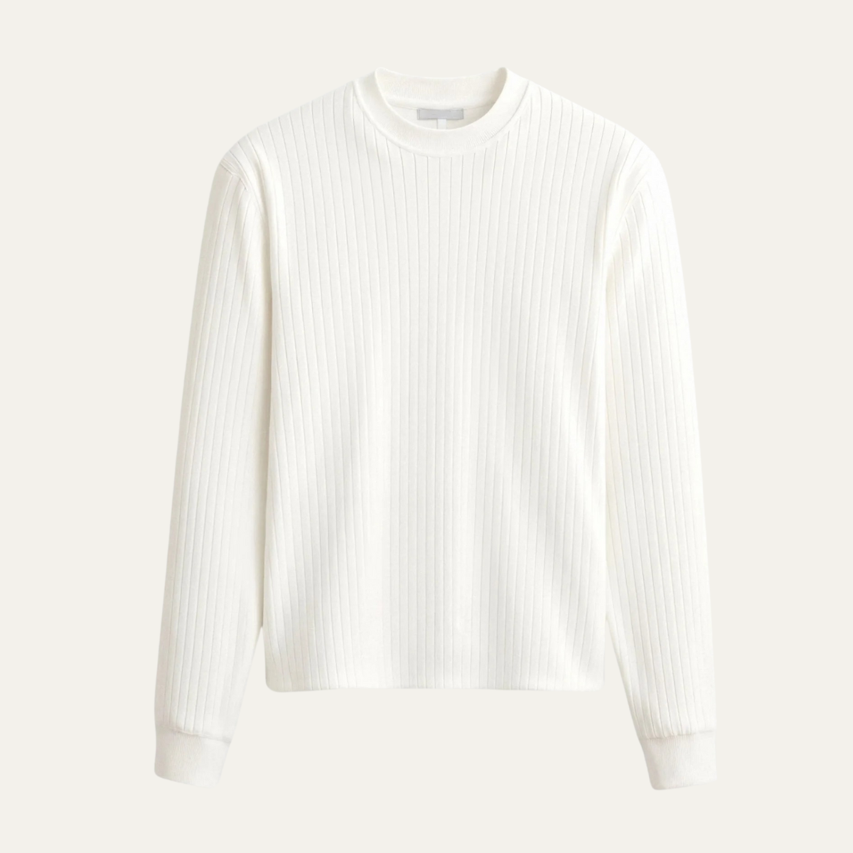 Men's White Ribbed Crew Neck Sweater - Vonnera