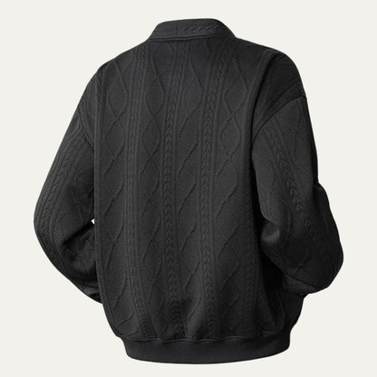 Men's V Neck Cardigan Cable Knit Diamond Pattern