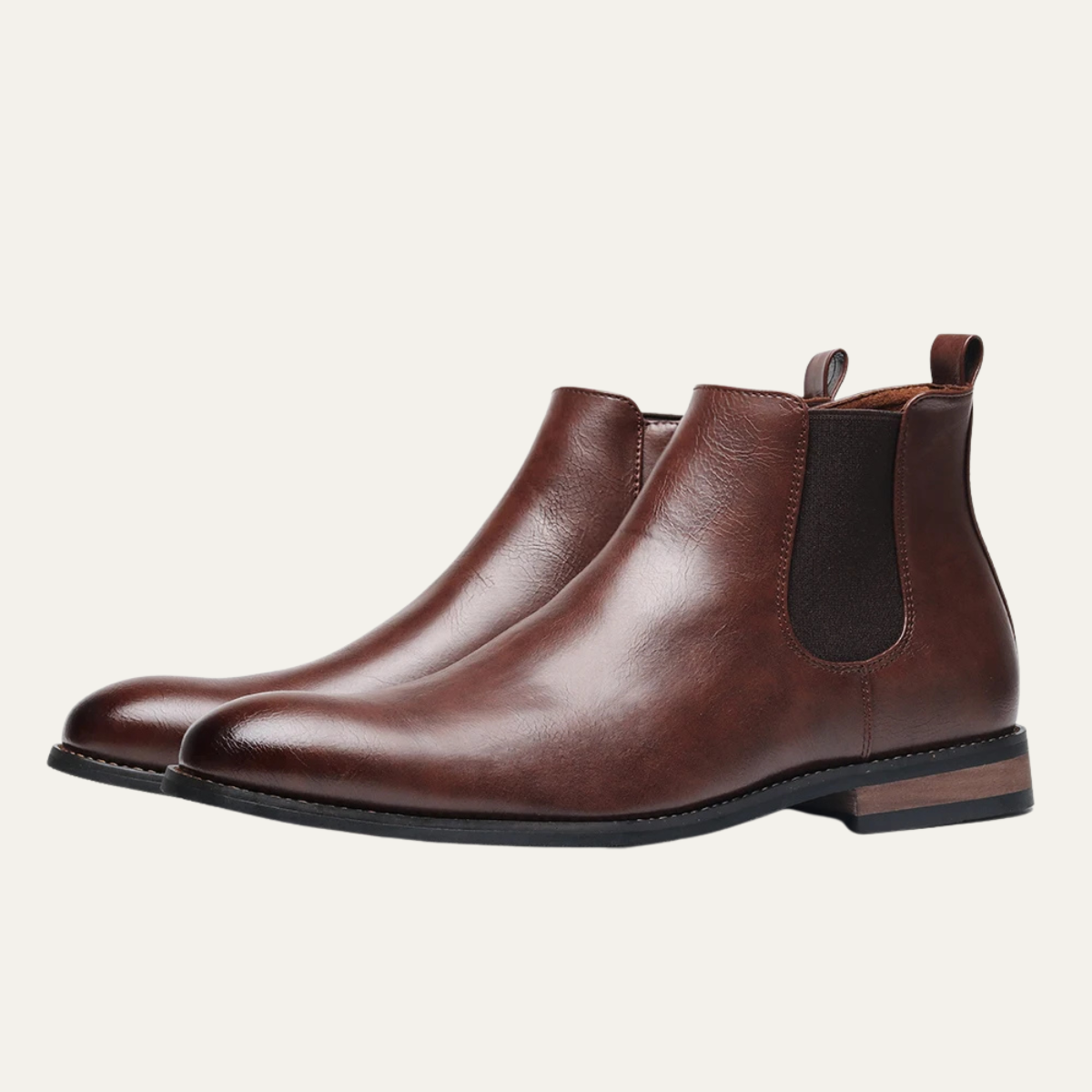 Men's Leather Chelsea Boots Slip On Brown - Vonnera