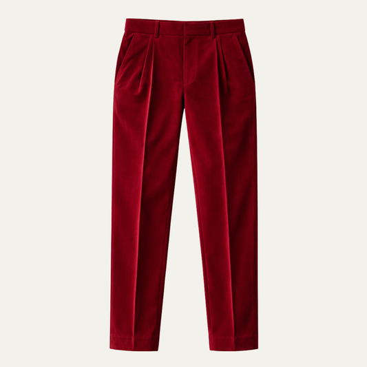 Men's Velvet Straight Fit Pants Solid Color - Vonnera