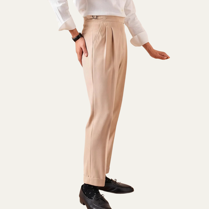Men's High Waist Double Pleated Trousers