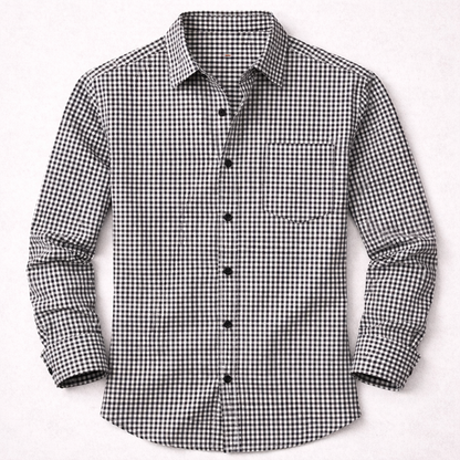 Men's Casual Checkered Button Down Dress Shirt - Vonnera