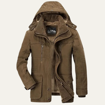 Men's Fleece Lined Hooded Cargo Jacket