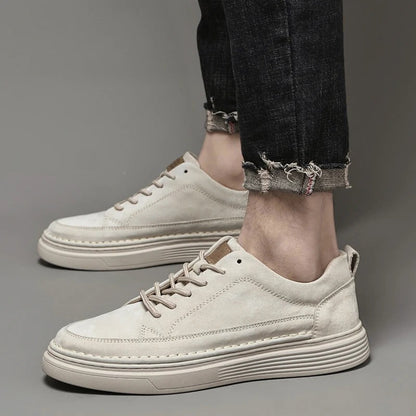 Men's Casual Lace Up Sneakers Contrast Sole Brown