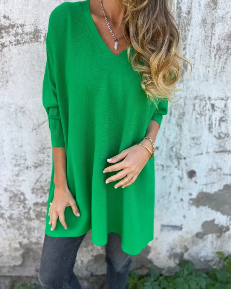 Women's V Neck Sweater Loose Fit Long Sleeve