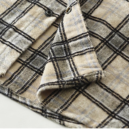 Men's Plaid Cotton Shirt Brushed Vintage Style