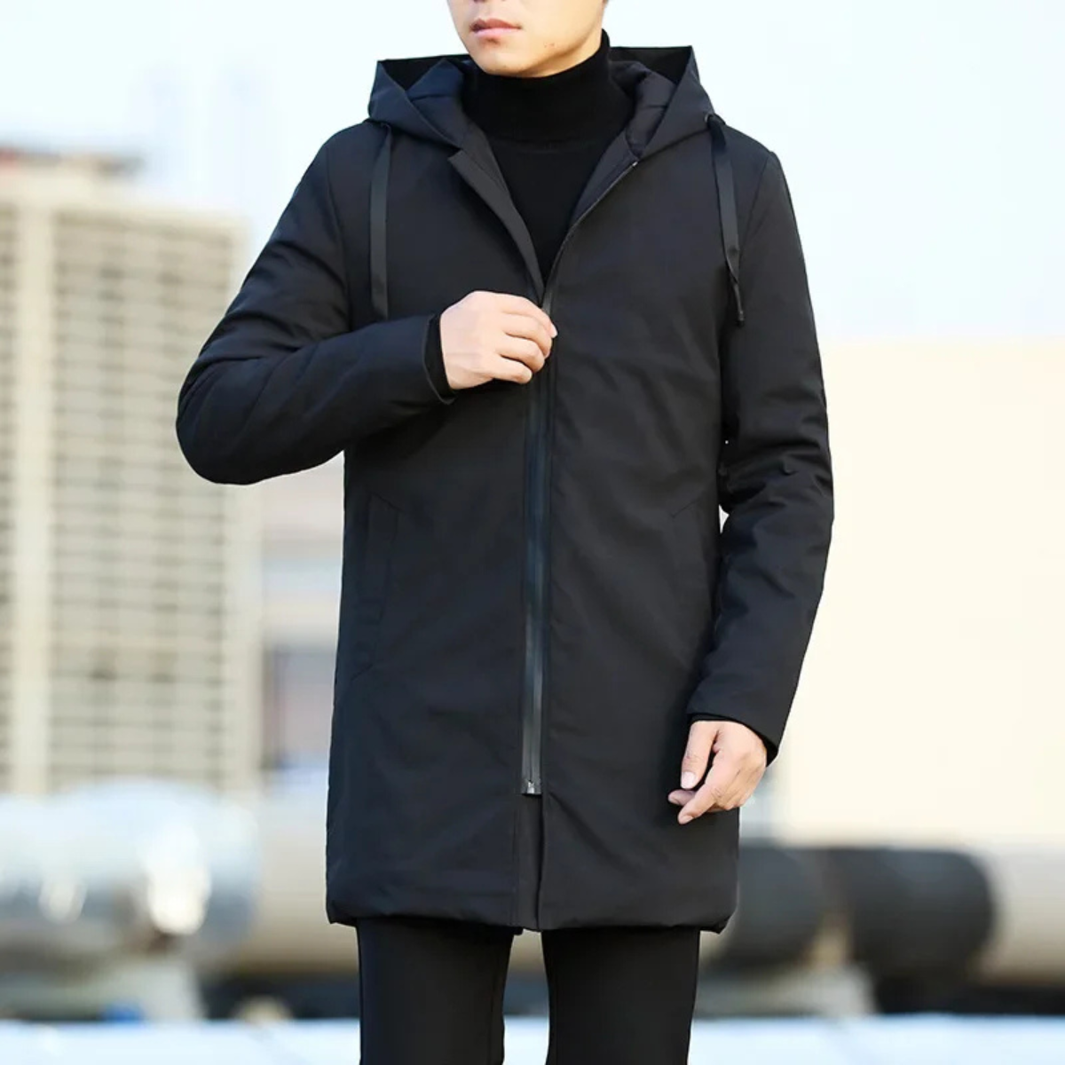 Monarchs Men's Waterproof Long Rain Jacket Hooded Coat