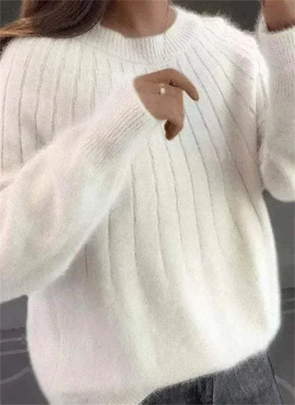 Women's Cashmere Feel Knitted Jumper Soft Warm Beige