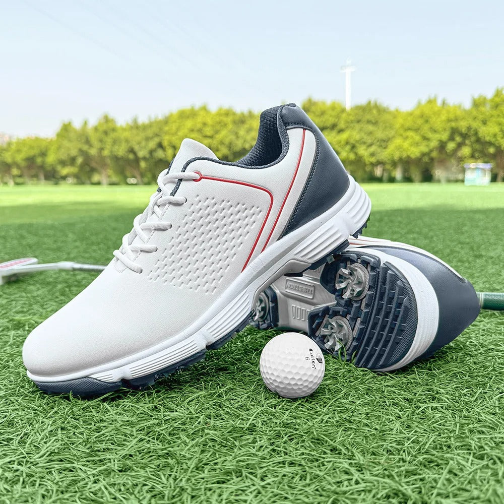 Mens Golf Shoes Waterproof Leather Black