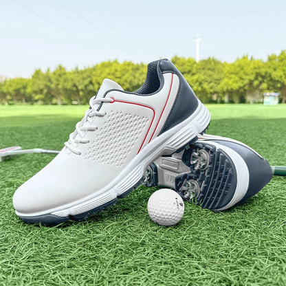 Mens Golf Shoes Waterproof Leather Black