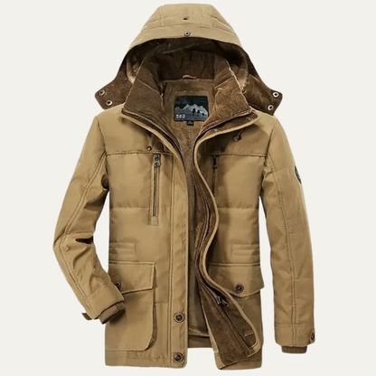 Men's Fleece Lined Hooded Cargo Jacket