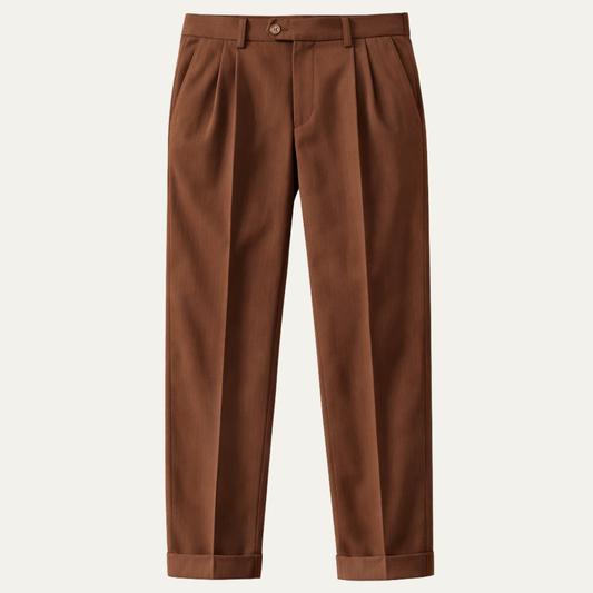 Men's High Waist Double Pleated Trousers - Vonnera