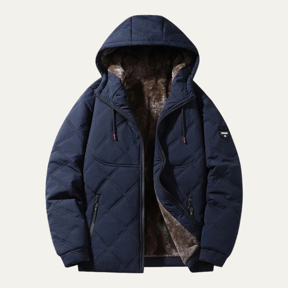 Men's Quilted Puffer Jacket Warm Fleece Lining Green - Vonnera