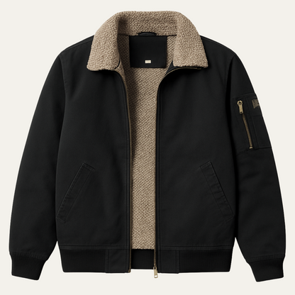 Men's Shearling Lined Winter Bomber Jacket - Vonnera