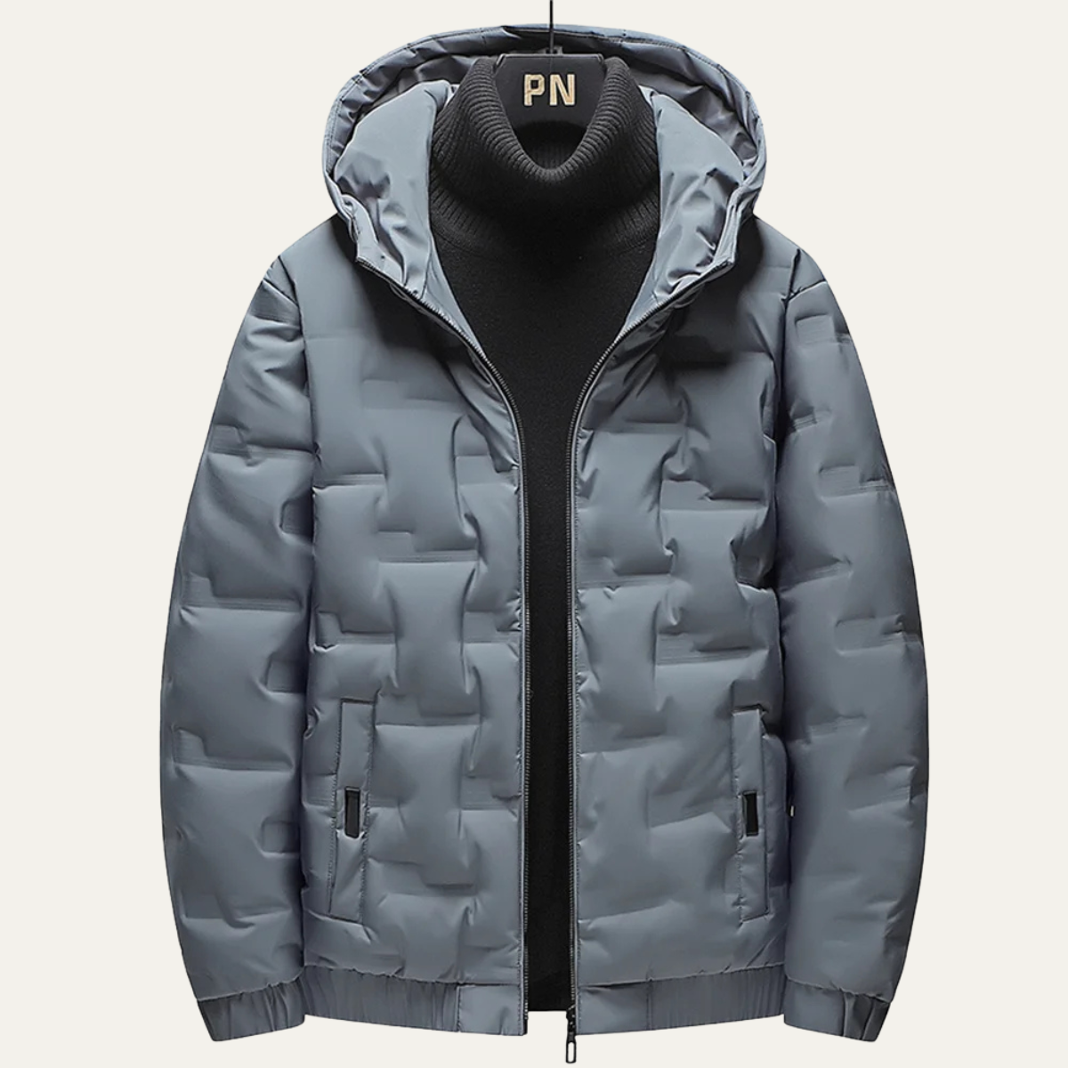 Men's Insulated Ski Jacket Warm Hooded Gray