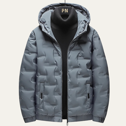 Men's Insulated Ski Jacket Warm Hooded Gray