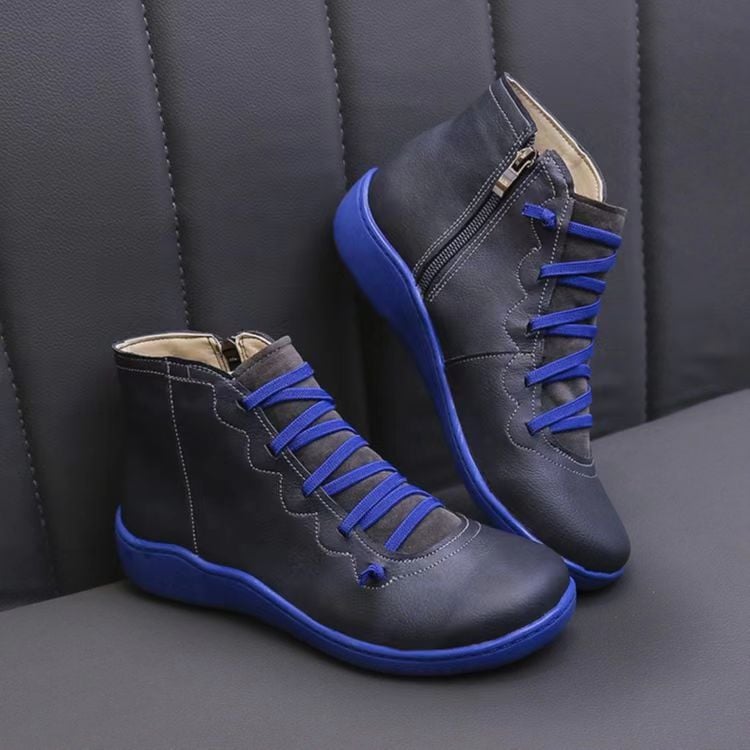 Women's Lace Up Ankle Boots Flat Low Heel