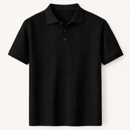 Men's Textured Polo Shirt Black - Vonnera