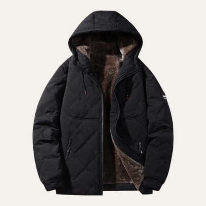 Men's Quilted Puffer Jacket Fleece Lined Winter Coat