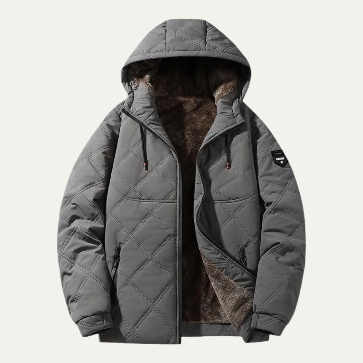 Men's Quilted Puffer Jacket Fleece Lining Winter