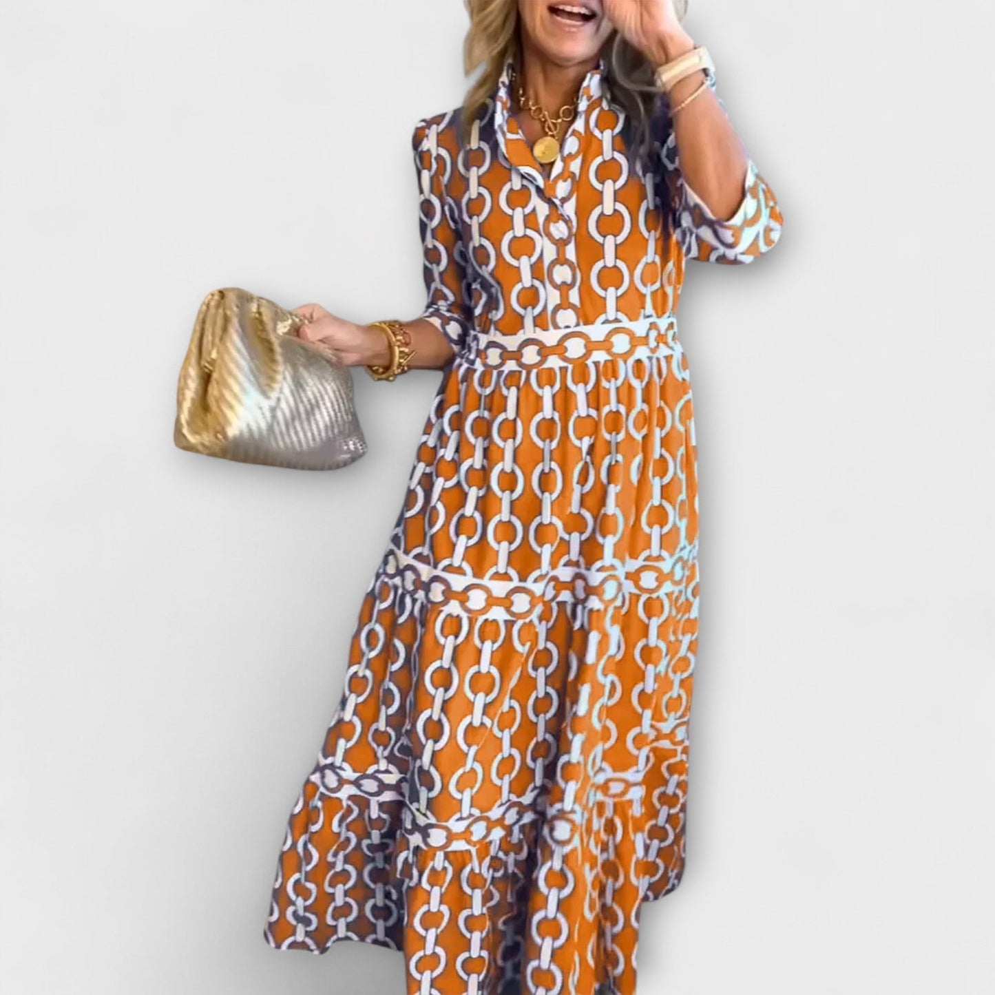 Wendy™ | Midi Dress with Chain Pattern