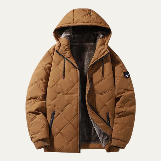 Men's Quilted Puffer Jacket Fleece Lined Winter Coat - Vonnera