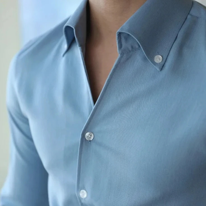Men's Slim Fit Collar Shirt Wrinkle Casual