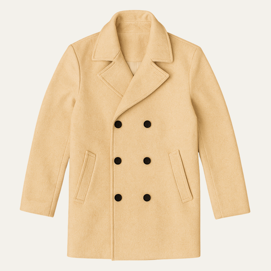 Men's Wool Peacoat Double Breasted Khaki - Vonnera