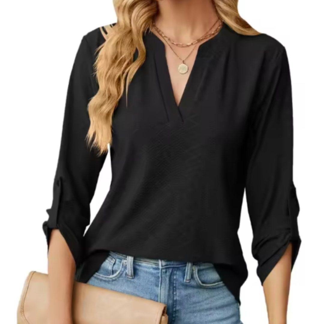 Women's Textured V-Neck Blouse
