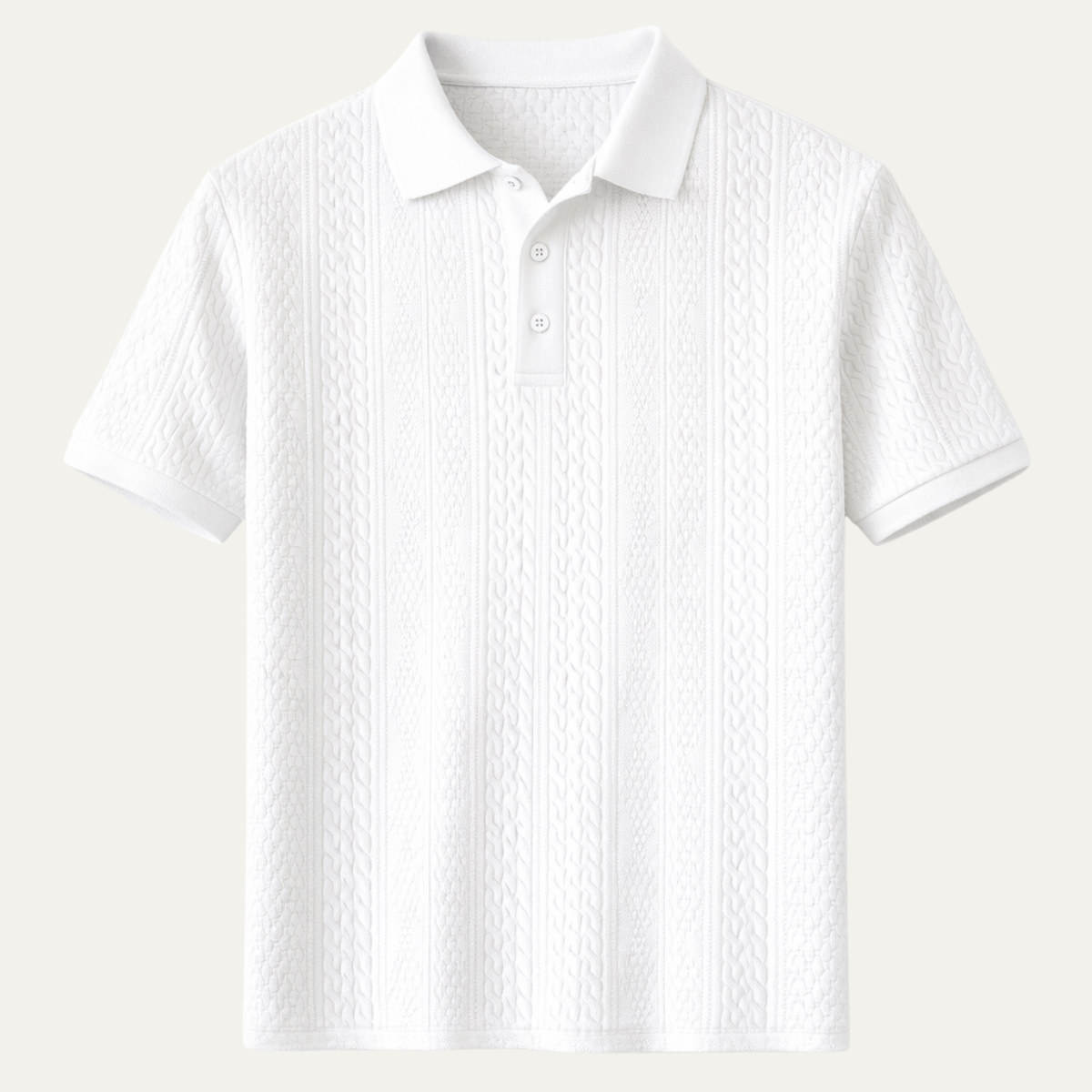 Men's Classic Textured Polo Shirt White - Vonnera