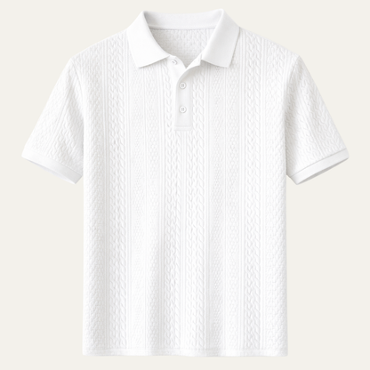 Men's Classic Textured Polo Shirt White - Vonnera