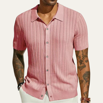 Men's Knit Polo Shirt Casual Button Down