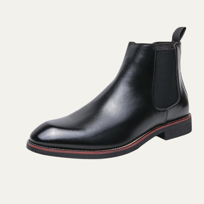 Men's Leather Chelsea Boots Rubber Sole Black - Vonnera