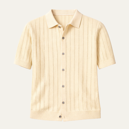 Men's Knit Polo Shirt Casual Button Down - Vonnera
