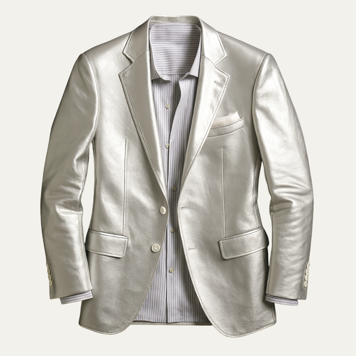 Men's Silver Metallic Blazer - Vonnera