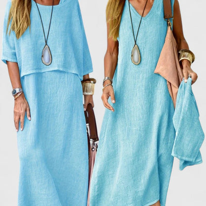 Women's Maxi Dress Set Two-Piece Short Sleeve