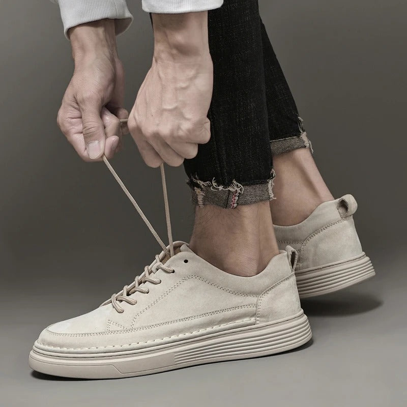 Men's Casual Lace Up Sneakers Contrast Sole Brown
