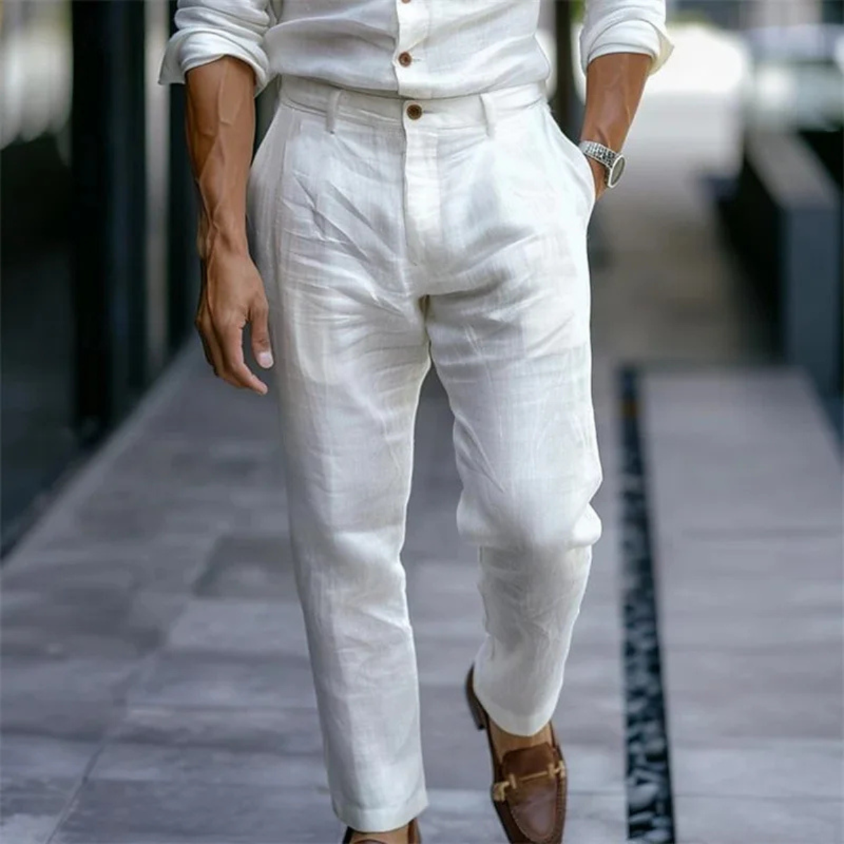 Venezia Men's Linen Summer Pants Lightweight