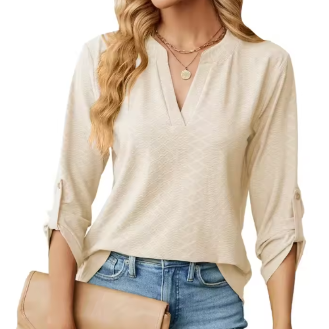 Women's Textured V-Neck Blouse