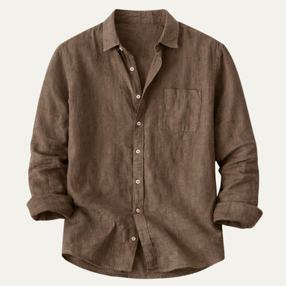 Men's Cotton Linen Shirt Lightweight Stand Collar - Vonnera