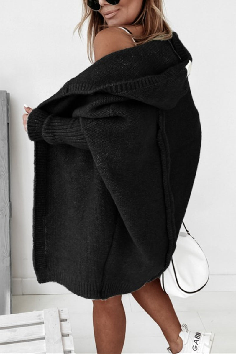 Women's Knitted Hooded Coat Warm Winter Wool