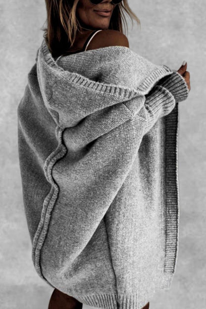 Women's Knitted Hooded Coat Warm Winter Wool