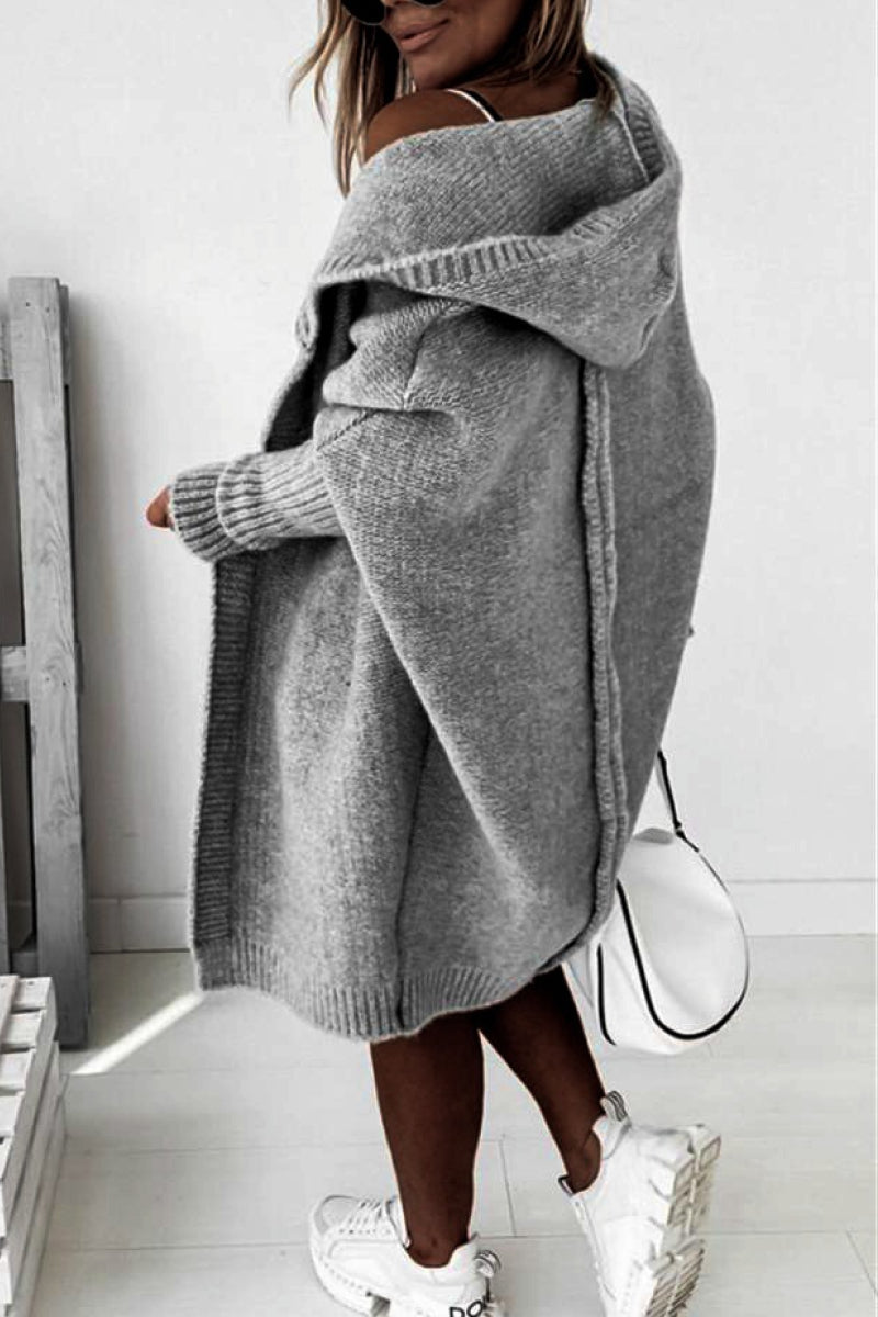 Women's Knitted Hooded Coat Warm Winter Wool