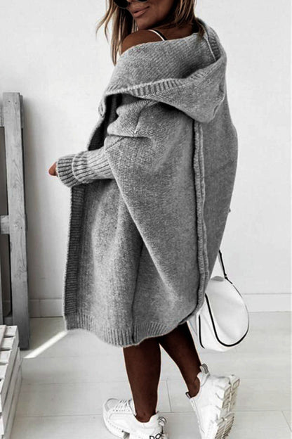 Women's Knitted Hooded Coat Warm Winter Wool