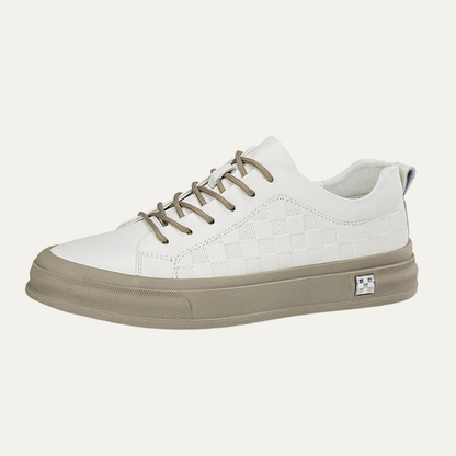 Men's Checkerboard Low Sneakers Beige - Vonnera